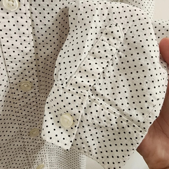 LOFT White and Black Polka Dot Button Down Top Size S - Picture 6 of 9
